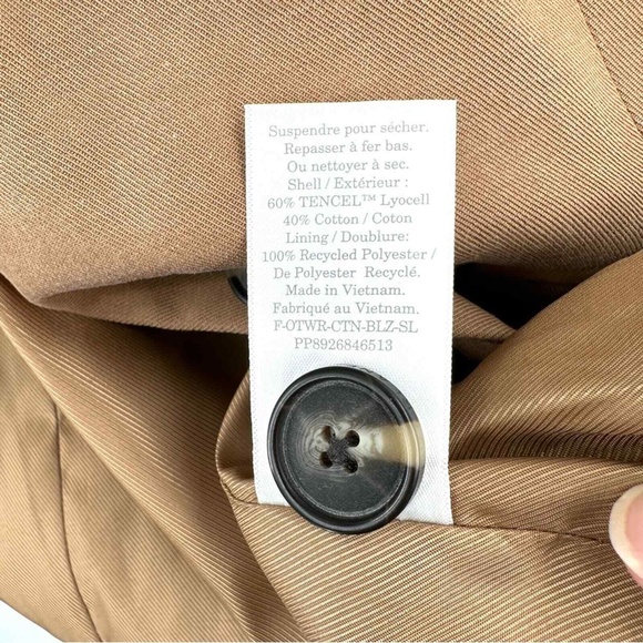 Everlane Tencel Sleeveless Blazer, Toasted Coconut, Size 00 - Picture 8 of 8